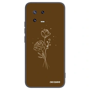 Picasee Xiaomi 13 Pro Hülle - Schwarzes Silikon - Brown flowers