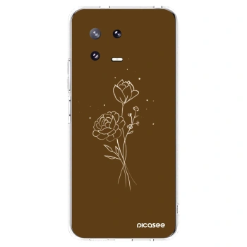 Picasee Xiaomi 13 Pro Hülle - Transparentes Silikon - Brown flowers
