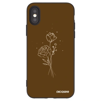 Picasee Apple iPhone X/XS Hülle - Schwarzes Silikon - Brown flowers
