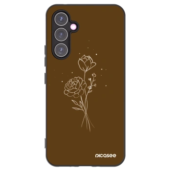 Picasee Samsung Galaxy A54 5G A546B Hülle - Schwarzes Silikon - Brown flowers