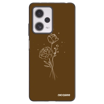 Picasee Xiaomi Redmi Note 12 Pro+ 5G Hülle - Schwarzes Silikon - Brown flowers