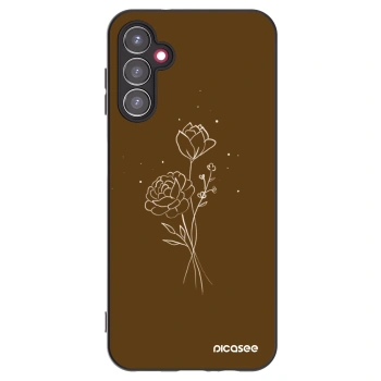 Picasee Samsung Galaxy A14 4G A145R Hülle - Schwarzes Silikon - Brown flowers