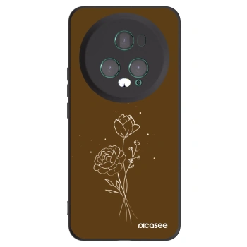 Picasee Honor Magic5 Pro Hülle - Schwarzes Silikon - Brown flowers