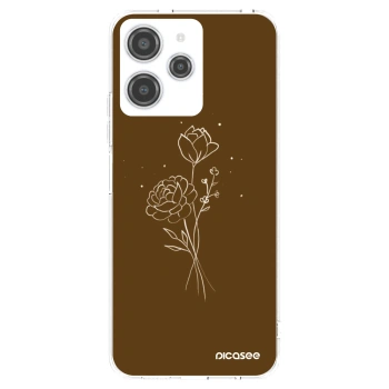 Picasee Xiaomi Redmi 12 4G Hülle - Transparentes Silikon - Brown flowers