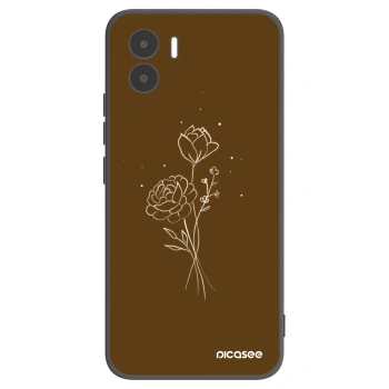 Picasee Xiaomi Redmi A2 Hülle - Schwarzes Silikon - Brown flowers