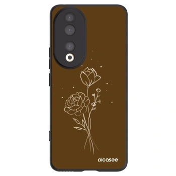 Picasee Honor 90 5G Hülle - Schwarzes Silikon - Brown flowers