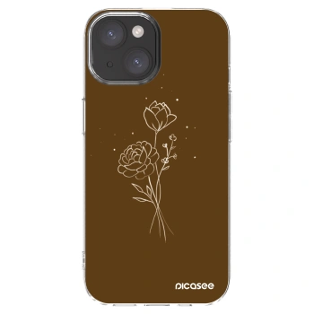 Picasee Apple iPhone 15 Hülle - Transparentes Silikon - Brown flowers