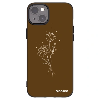 Picasee Apple iPhone 15 Plus Hülle - Schwarzes Silikon - Brown flowers
