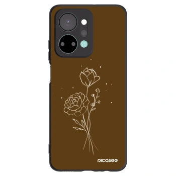 Picasee Honor X7a Hülle - Schwarzes Silikon - Brown flowers