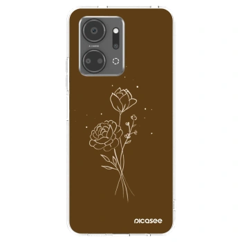 Picasee Honor X7a Hülle - Transparentes Silikon - Brown flowers