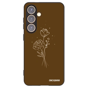 Picasee Samsung Galaxy S24 S921B 5G Hülle - Schwarzes Silikon - Brown flowers