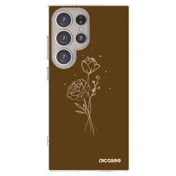 Picasee Samsung Galaxy S24 Ultra S928B 5G Hülle - Transparentes Silikon - Brown flowers