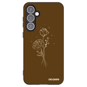 Picasee Samsung Galaxy S23 FE S711B Hülle - Schwarzes Silikon - Brown flowers