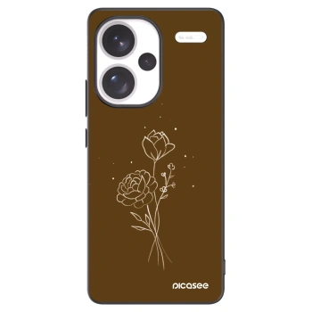 Picasee Xiaomi Redmi Note 13 Pro+ 5G Hülle - Schwarzes Silikon - Brown flowers