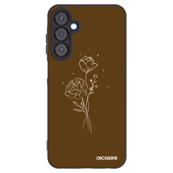 Picasee Samsung Galaxy A25 A256B 5G Hülle - Schwarzes Silikon - Brown flowers