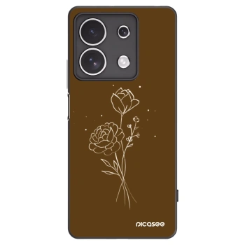 Picasee Xiaomi Redmi Note 13 4G Hülle - Schwarzes Silikon - Brown flowers