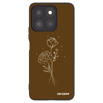 Picasee Honor X8b Hülle - Schwarzes Silikon - Brown flowers
