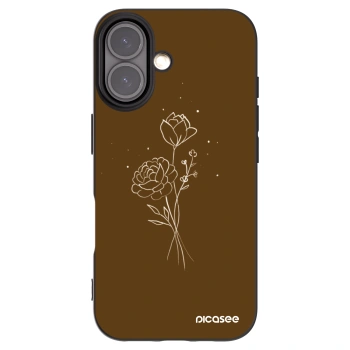 Picasee Apple iPhone 16 Hülle - Schwarzes Silikon - Brown flowers