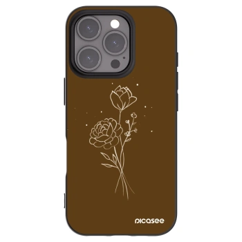 Picasee Apple iPhone 16 Pro Hülle - Schwarzes Silikon - Brown flowers