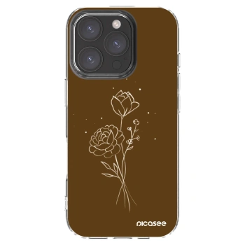 Picasee Apple iPhone 16 Pro Hülle - Transparentes Silikon - Brown flowers