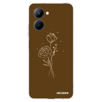 Picasee Realme C33 (2023) Hülle - Transparentes Silikon - Brown flowers