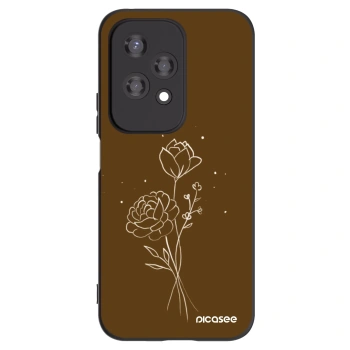 Picasee Honor 200 Lite Hülle - Schwarzes Silikon - Brown flowers