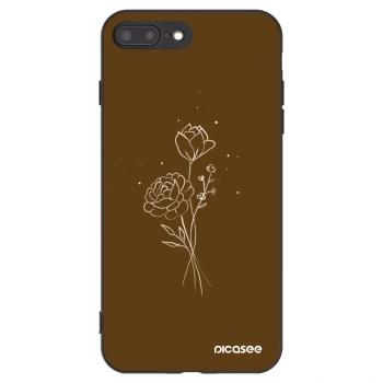 Picasee Apple iPhone 8 Plus Hülle - Schwarzes Silikon - Brown flowers