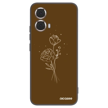 Picasee Motorola Moto G85 Hülle - Schwarzes Silikon - Brown flowers