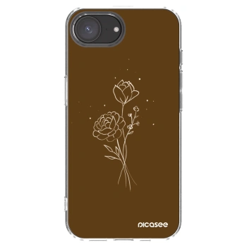 Picasee Apple iPhone 16e Hülle - Transparentes Silikon - Brown flowers