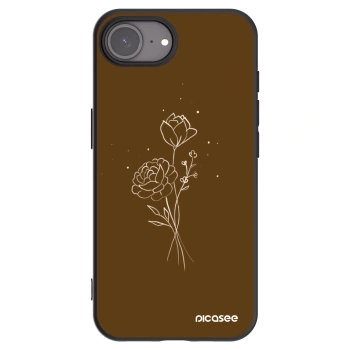 Picasee Apple iPhone 16e Hülle - Schwarzes Silikon - Brown flowers