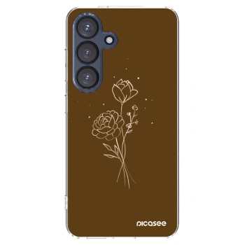 Picasee Samsung Galaxy S25 5G Hülle - Transparentes Silikon - Brown flowers