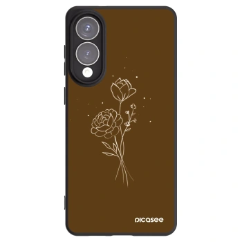 Picasee Samsung Galaxy S25 Edge 5G Hülle - Schwarzes Silikon - Brown flowers