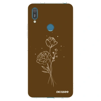 Picasee Huawei Y7 2019 Hülle - Transparentes Silikon - Brown flowers