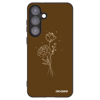 Picasee Samsung Galaxy S25+ 5G Hülle - Schwarzes Silikon - Brown flowers