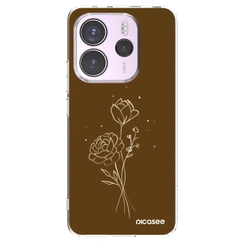 Picasee Xiaomi Redmi Note 14 4G Hülle - Transparentes Silikon - Brown flowers