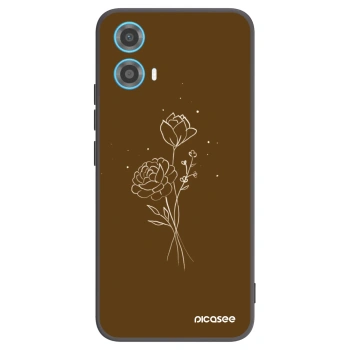 Picasee Motorola Moto G34 5G Hülle - Schwarzes Silikon - Brown flowers