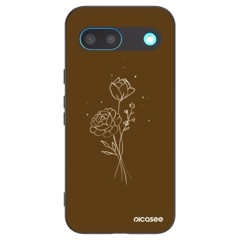 Picasee Google Pixel 8 Hülle - Schwarzes Silikon - Brown flowers