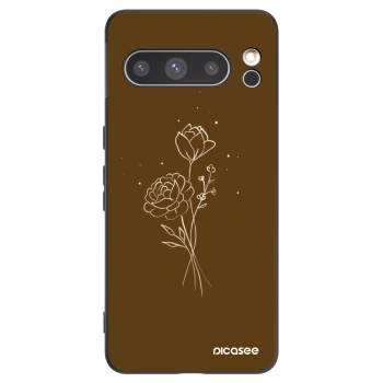 Picasee Google Pixel 8 Pro Hülle - Schwarzes Silikon - Brown flowers