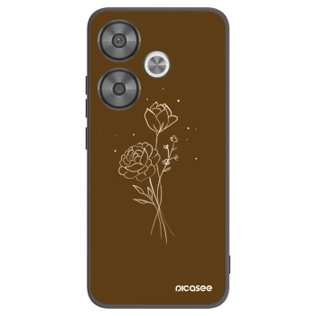 Picasee Xiaomi Poco F6 Hülle - Schwarzes Silikon - Brown flowers