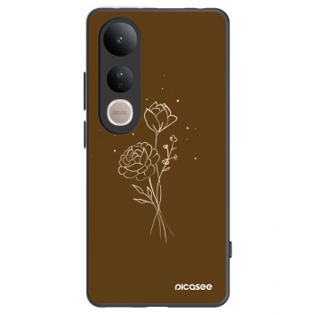 Picasee Vivo V50 Lite 5G Hülle - Schwarzes Silikon - Brown flowers