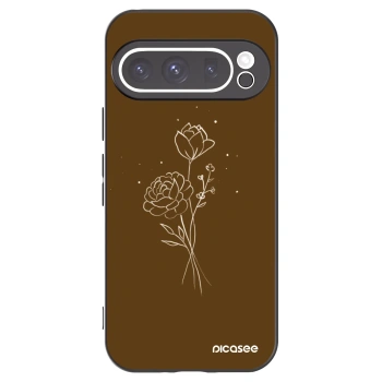 Picasee Google Pixel 9 Pro XL Hülle - Schwarzes Silikon - Brown flowers