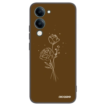 Picasee Vivo Y29s 5G Hülle - Schwarzes Silikon - Brown flowers