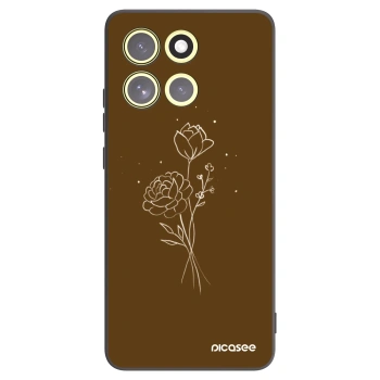 Picasee Motorola Moto G86 Power 5G Hülle - Schwarzes Silikon - Brown flowers
