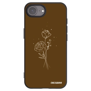 Picasee Apple iPhone 17e Hülle - Schwarzes Silikon - Brown flowers
