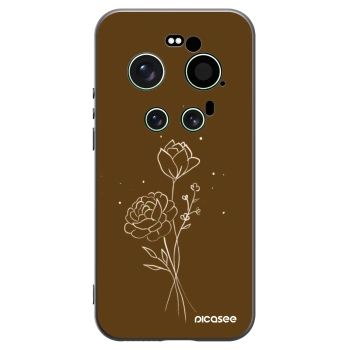Picasee Xiaomi 17 Ultra Hülle - Schwarzes Silikon - Brown flowers