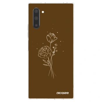 Picasee Samsung Galaxy Note 10 N970F Hülle - Transparentes Silikon - Brown flowers