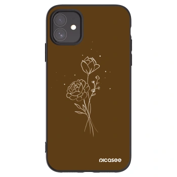 Picasee Apple iPhone 11 Hülle - Schwarzes Silikon - Brown flowers
