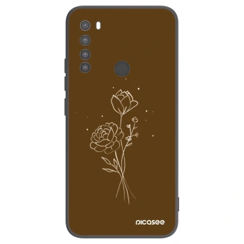 Picasee Xiaomi Redmi Note 8 Hülle - Schwarzes Silikon - Brown flowers