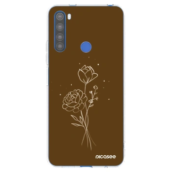 Picasee Xiaomi Redmi Note 8T Hülle - Transparentes Silikon - Brown flowers