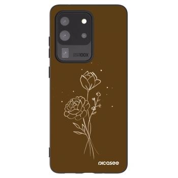 Picasee Samsung Galaxy S20 Ultra 5G G988F Hülle - Schwarzes Silikon - Brown flowers